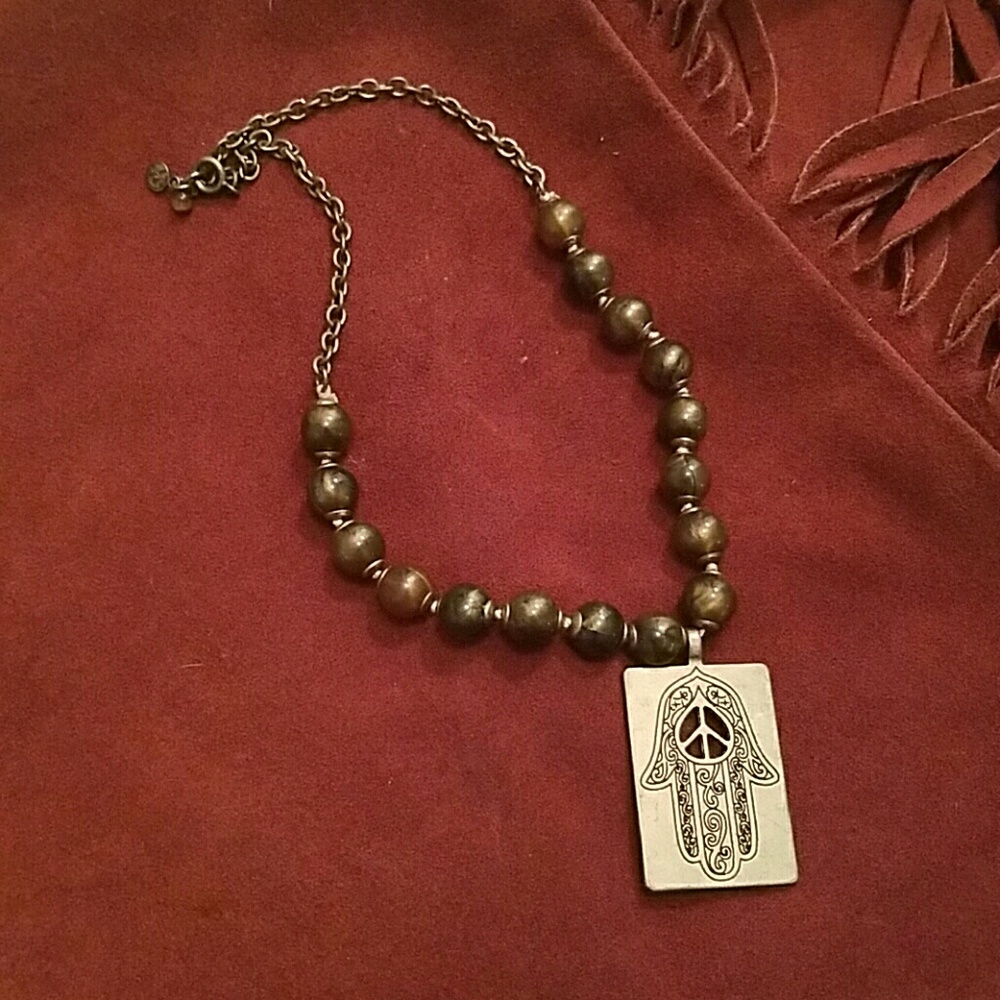 Vintage Hamsa peace necklace